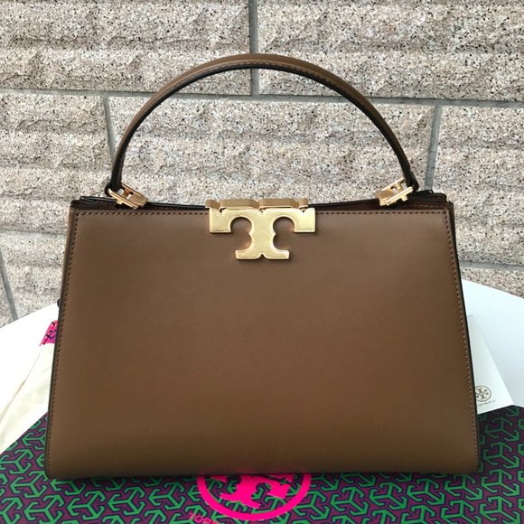 New brown Tory Burch Eleanor Spazzolato Satchel bag - Picture 1 of 9
